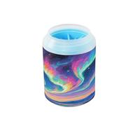 Colorful Aurora Sky Reusable Paw Washer with Silicone Brush Soft Pets Cleaning Kit for Cats Dogs