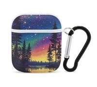Colorful Aurora Starry Sky Lake Slim Compatible with Airpod Case Protective Hard Cover Skin Shockproof