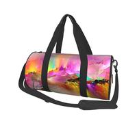 Colorful Aurora Travel Duffel Bag for Women Men,Print Polyester Tote Round Luggage Bag with Shoulder Strap