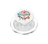 Colorful Autism Awareness Day Supportive Heart-Shaped PopSockets PopGrip for MagSafe
