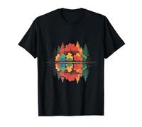 Colorful Autumn Forest Lake Reflection Nature Trees Wildlife T-Shirt