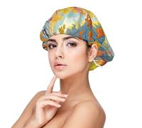 Colorful Autumn Morning Satin Bonnet Silk Bonnet, Hair Bonnet For Sleeping, Soft Double Layer Silk Sleeping Cap Hair Wrap For Women Natural Curly Braided Long Hair