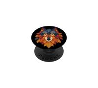 Colorful Autumn Wolf Face Forest Leaves Wildlife Nature PopSockets Adhesive PopGrip