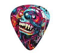 Colorful avatar printed guitar picks, 12-piece set with thin, medium, and thick styles, comes with a storage case