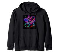 Colorful Axolotl Lizard Art - Vibrant Creature Design Zip Hoodie