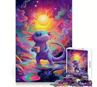 Colorful Axolotl with Coffee Jigsaw Puzzles 1000 Pieces for Teenagers Reason Boost Vivid Print Enjoyable Challenge Festive Gift (50x75cm)