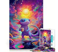 Colorful Axolotl with Coffee Jigsaw Puzzles 1000 Pieces for Teenagers Reason Boost Vivid Print Enjoyable Challenge Festive Gift (50x75cm)