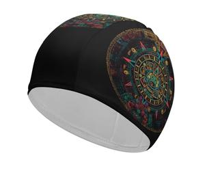 Colorful Aztec Maya Calendar Funny Swim Cap Breathable Swimming Hat
