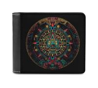 Colorful Aztec Maya Calendar Printed Bifold Wallet with Hidden Compartments Pocket Money and Credit Card Holder for Men Women