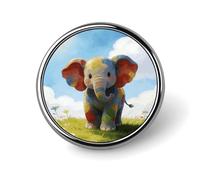Colorful Baby Elephant Button Pin,Design Your Own Personalized Pin Back Button Badges Exquisite Round Badge Travel Brooch Metal Decorative Pins for Hat Clothes Backpack