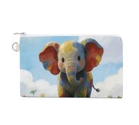 Colorful Baby Elephant Coin Purse Mini Change Wallet Portable Change Purse Cute Canvas Coin Wallet Bag with Zipper for Men & Women