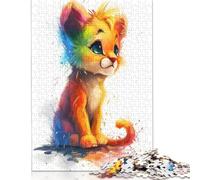 Colorful Baby Lion Puzzle 500 Pieces Jigsaws Wood Puzzles Jigsaw Puzzles for Adults Educational Game Challenge Toy 500pcs (52x38cm)