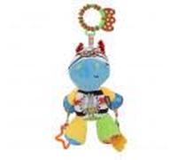 Colorful Baby Stroller Rattle Hanging Toy Soothe Emotions, Baby Comforter Hanging Toy with Teether Portable for Home and Travel, Sensory Tummy Time Infant Dinosaur Plush （Blue）