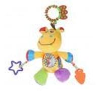 Colorful Baby Stroller Rattle Hanging Toy Soothe Emotions, Baby Comforter Hanging Toy with Teether Portable for Home and Travel, Sensory Tummy Time Infant Dinosaur Plush (Yellow)