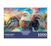 Colorful Bald Eagle 1000 Piece Puzzle for Adults - Challenging Jigsaw for Mindfulness & Wall Art, Premium Quality with Detailed Art Print 38x26cm/1000pcs