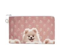 Colorful Balloon And House Coin Purse Canvas Change Pouch with Zipper Small Cosmetic Organizer Bag Women Wallet for Car Keys, Credit Cards, Cash, Lipstick, Pomeranians Puppies, One Size