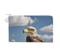 Colorful Balloon And House Coin Purse Canvas Change Pouch with Zipper Small Cosmetic Organizer Bag Women Wallet for Car Keys, Credit Cards, Cash, Lipstick, A lone eagle, One Size