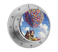 Colorful Balloon and House Kitchen Timer - Mechanical Visual Timer, Stainless Steel Digital Timers with Magnetic Base Egg Timers for Hard Boiled Eggs 60-Minute Countdown Kitchen Clock for Cooking