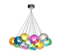 Colorful Balloon Glass Shade Chandelier Adjustable Cable Ceiling Light Fixture For Kitchen Island Bedroom,Modern Glass Globe During Light,G4 Nordic Color Bubble Balls Chandelier-Co