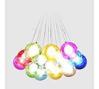 Colorful Balloon Glass Shade Chandelier Adjustable Cable Ceiling Light Fixture For Kitchen Island Bedroom,Modern Glass Globe During Light,G4 Nordic Color Bubble Balls Chandelier-Co