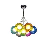 Colorful Balloon Glass Shade Chandelier Adjustable Cable Ceiling Light Fixture For Kitchen Island Bedroom,Modern Glass Globe During Light,G4 Nordic Color Bubble Balls Chandelier-Co