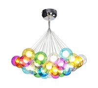 Colorful Balloon Glass Shade Chandelier Adjustable Cable Ceiling Light Fixture For Kitchen Island Bedroom,Modern Glass Globe During Light,G4 Nordic Color Bubble Balls Chandelier-Co