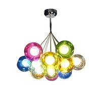 Colorful Balloon Glass Shade Chandelier Adjustable Cable Ceiling Light Fixture For Kitchen Island Bedroom,Modern Glass Globe During Light,G4 Nordic Color Bubble Balls Chandelier-Co