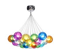 Colorful Balloon Glass Shade Chandelier Adjustable Cable Ceiling Light Fixture For Kitchen Island Bedroom,Modern Glass Globe During Light,G4 Nordic Color Bubble Balls Chandelier-Co