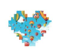 Colorful Balloons Blue Sky Print 3D Jigsaw Art Brick Puzzle Heart-Shaped Desk Decor Building Blocks 30 pieces DIY Gift