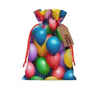 Colorful Balloons Blue Sky Print Drawstring Gift Seasonal Bags Celebrations Eco-Conscious Holiday Present Packaging