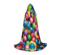 Colorful Balloons Blue Sky Print Hooded Cloak Unisex Variety Wizard Robe Halloween Cosplay And Carnival Gothic