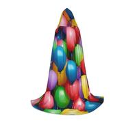 Colorful Balloons Blue Sky Print Hooded Robe Adult Wizard Robes Monk Priest Cloak Halloween Cosplay Knight Hood Cape, Black, Medium