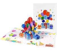 Colorful Balloons Gift Box Design 3D Pop-Up Birthday Card