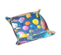 Colorful Balloons Print Leather Catchall Tray,Desk Organizer for Keys,Wallet, Valet Tray for Home,Office