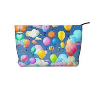 Colorful Balloons Printed Corduroy Cosmetic Bag - Women's Portable Zipper Toiletry Storage Bag