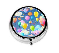 Colorful Balloons3 Compartment Pillbox, A Portable Medicine Box That Holds Vitamins, &Medications, Fish Oil and Supplements.