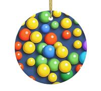 Colorful Balls Ceramic Round Pendant Ornament - Personalized Christmas Tree Hanging Decoration for Home Decor
