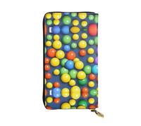Colorful Balls Pattern Leather Clutch (7.5x4.1 inches) - Coin Card Key Wallet