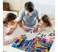 Colorful Bangkok Cityscape Vibrant Skyline Puzzle Friendly Materials 100% Recycled Cardboard Jigsaw Puzzle for Women Men Unique Gift 1000pcs (75x50cm)