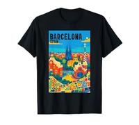Colorful Barcelona Spain Gaudí Park & Sagrada Familia Travel T-Shirt