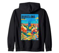 Colorful Barcelona Spain Gaudí Park & Sagrada Familia Travel Zip Hoodie