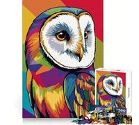 Colorful Barn Owl Pop Art Portrait 1000 Piece Jigsaw Puzzles for Adults Teenagers DownTime Game Rich Color Real Challenge Wall Accent (38x52cm)