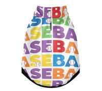 Colorful Baseball Letter Pattern Warm Dog Coat, Adjustable Durable Doggie Winter Jacket Reversible Cozy Puppy Cold Weather Apparel from Small to Large Breed