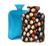 Colorful Baseballs Sports Ball Hot Water Bottle with Cover, 2L Large Capacity Hot Water Bag for Hot Cold Compress, Hand Feet Warmer, Neck Shoulder Pain Relief