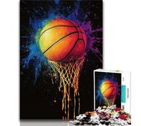 Colorful Basketball Jigsaw Puzzles for Teenagers,Stress Reliever Staycation Kill Time with Matching Poster And Trivia Sheet (75x50cm)