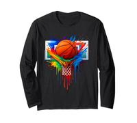 Colorful Basketball Rainbow Color Splash Hoop Net Slam Long Sleeve T-Shirt