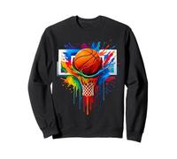 Colorful Basketball Rainbow Color Splash Hoop Net Slam Sweatshirt
