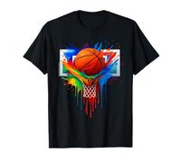 Colorful Basketball Rainbow Color Splash Hoop Net Slam T-Shirt