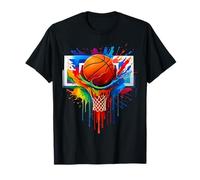 Colorful Basketball Rainbow Color Splash Hoop Net Slam T-Shirt