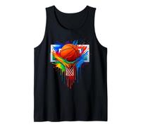Colorful Basketball Rainbow Color Splash Hoop Net Slam Tank Top